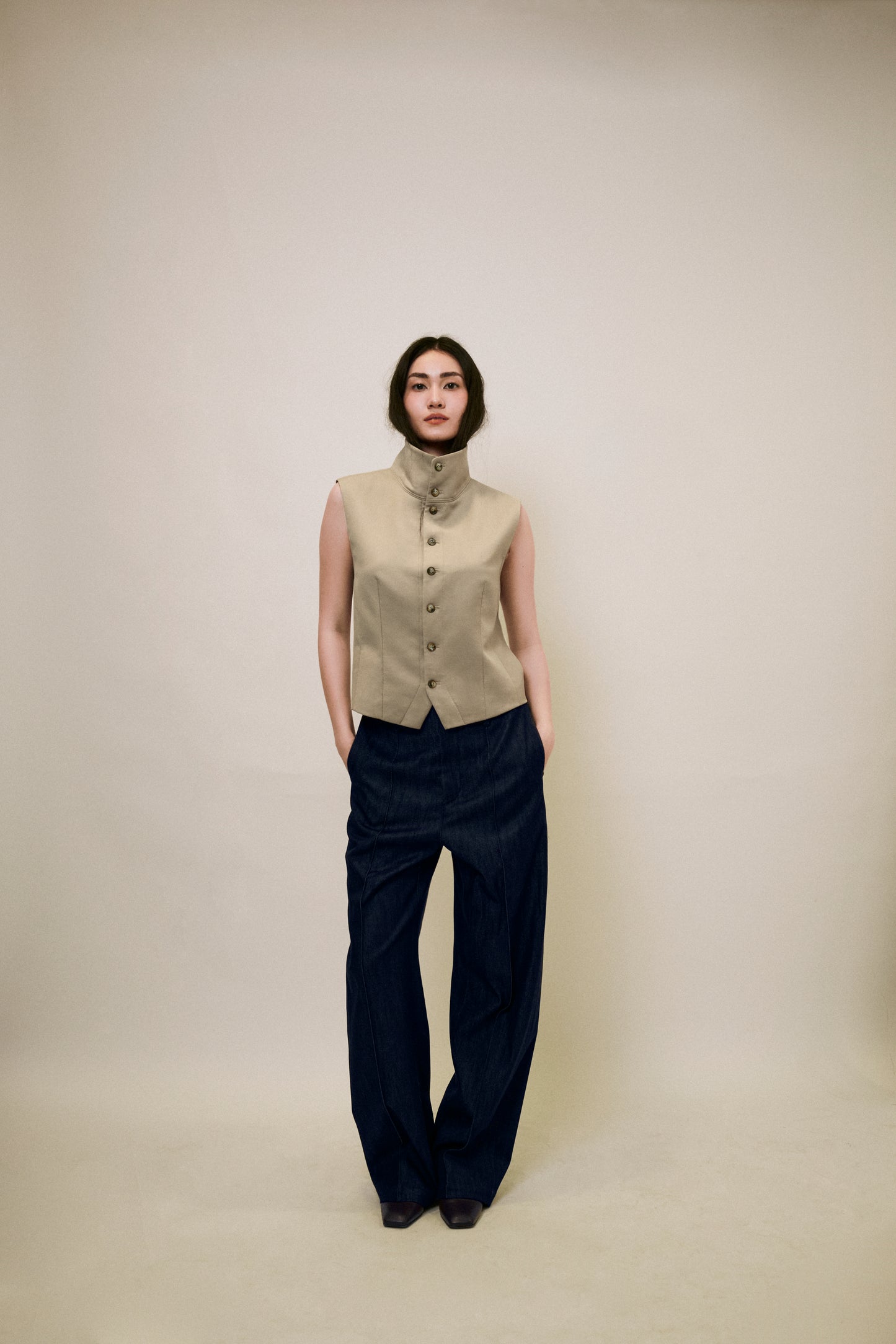 Cotton Silk Denim Trousers