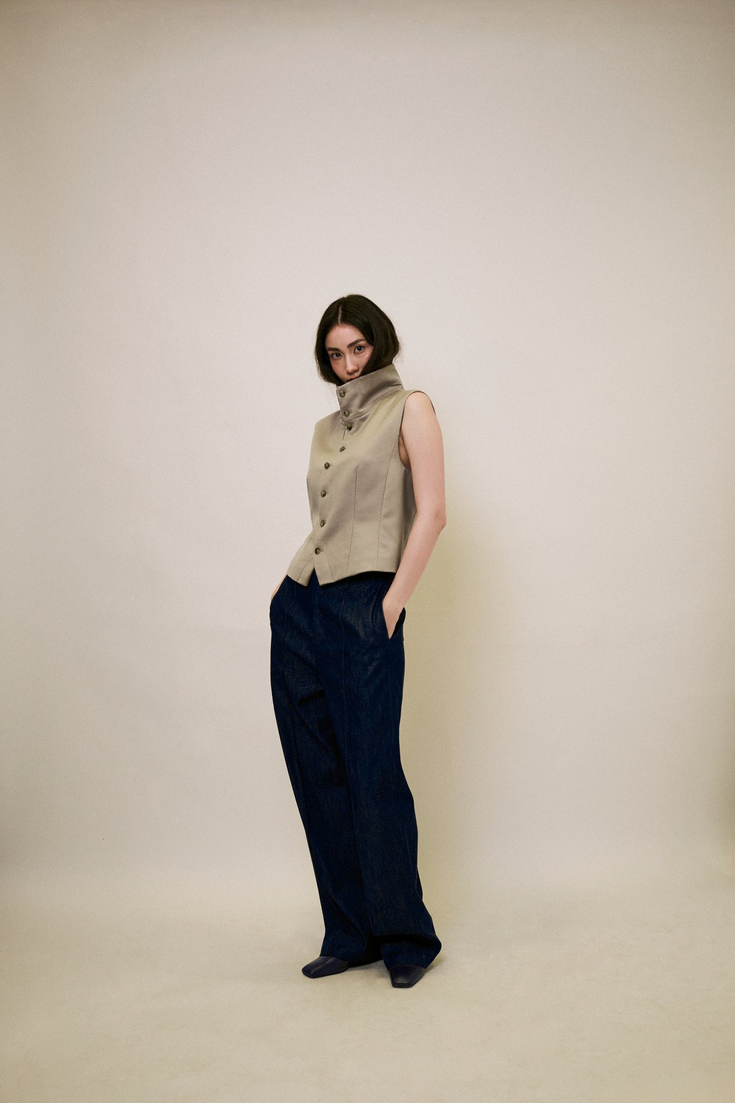 Cotton Silk Denim Trousers