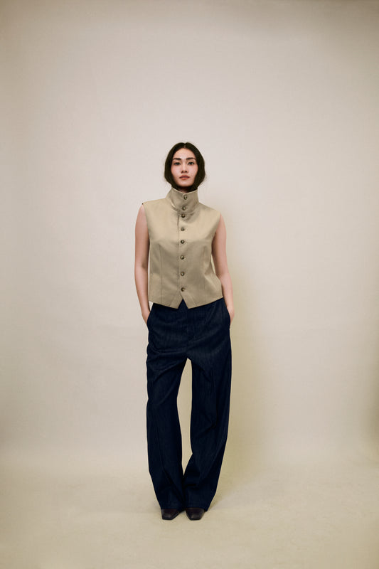 Cotton Silk Denim Trousers